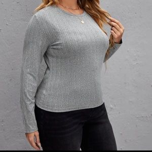Grey ribbed long sleeve
